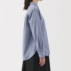 Women's Washed Broadcloth Regular Collar Long Sleeve Striped Shirt
