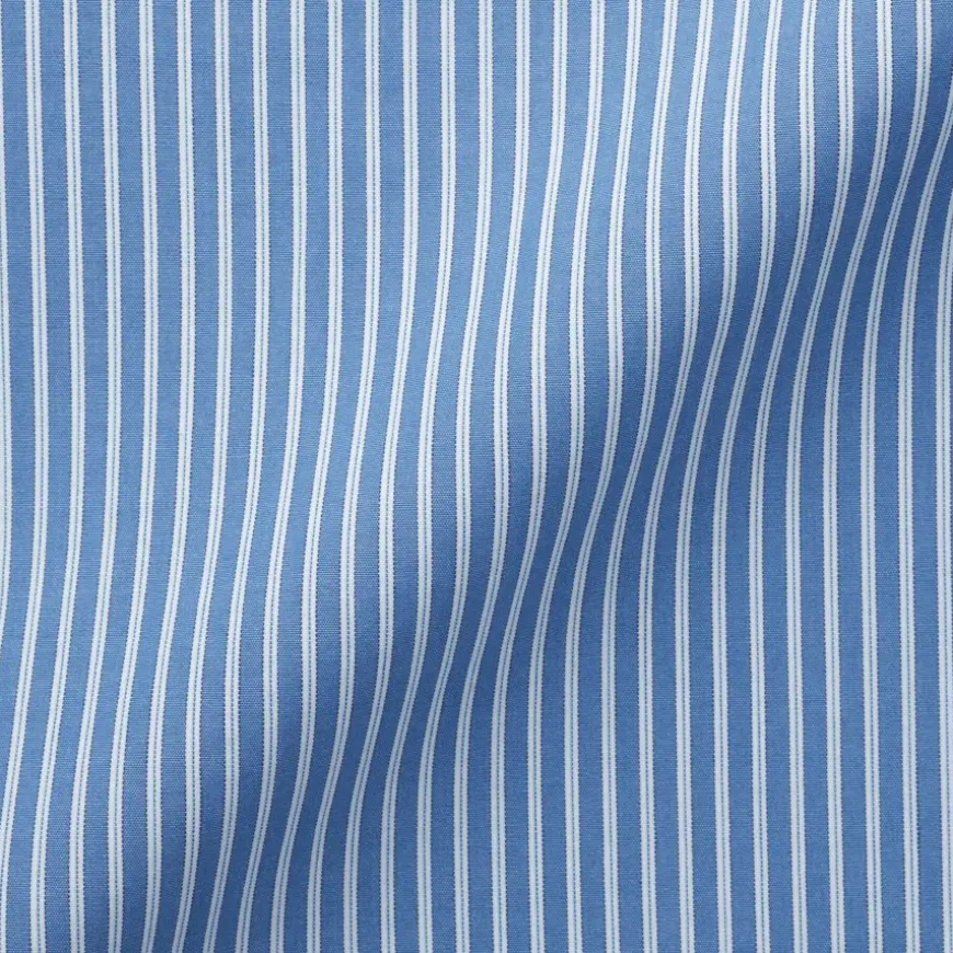 Women's Washed Broadcloth Regular Collar Long Sleeve Striped Shirt