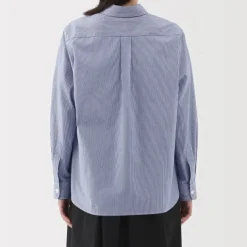 Women's Washed Broadcloth Regular Collar Long Sleeve Striped Shirt