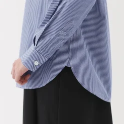 Women's Washed Broadcloth Regular Collar Long Sleeve Striped Shirt