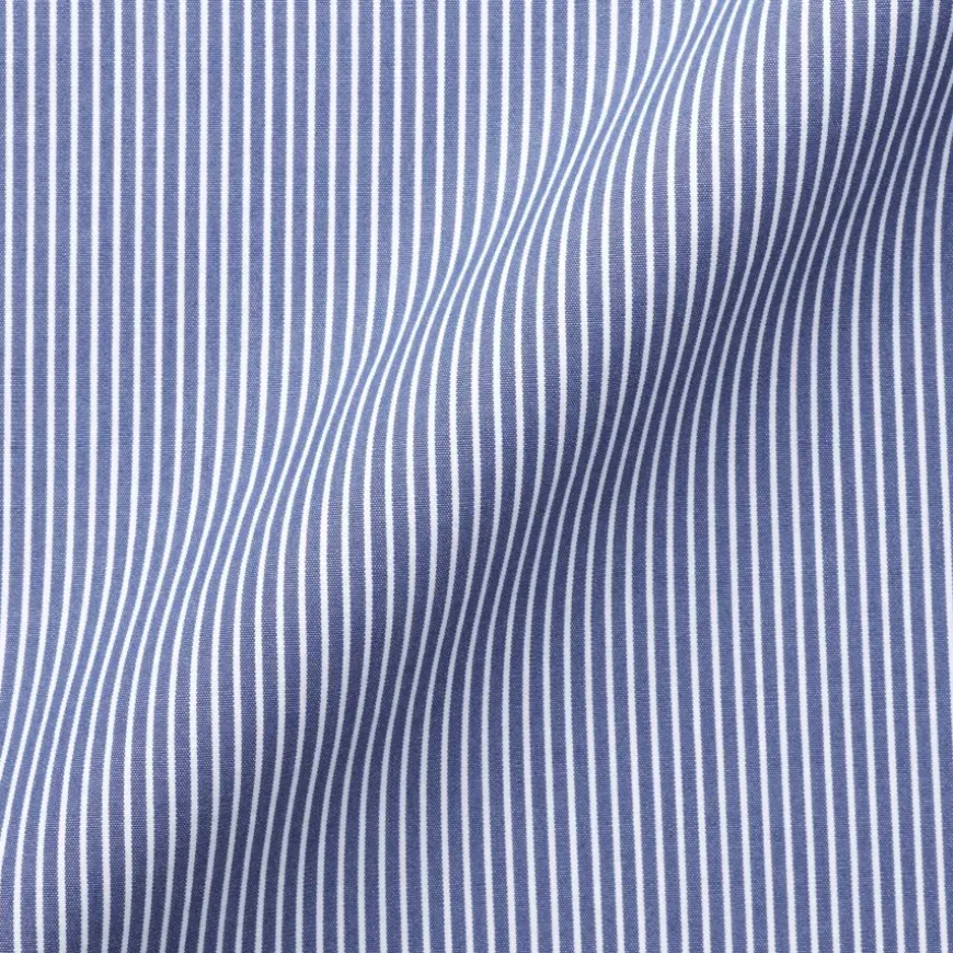 Women's Washed Broadcloth Regular Collar Long Sleeve Striped Shirt