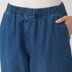 Women's Washed Denim Easy Tapered Pants