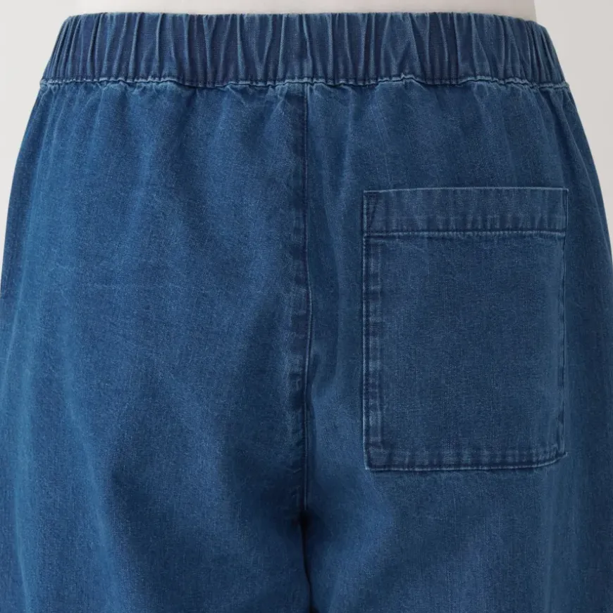 Women's Washed Denim Easy Tapered Pants