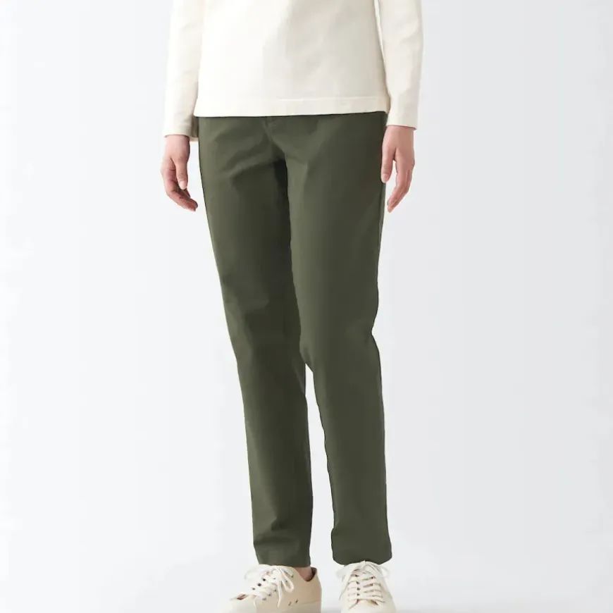 Women's 4-Way Stretch Chino Slim Tapered Pants (L 32inch / 80cm)