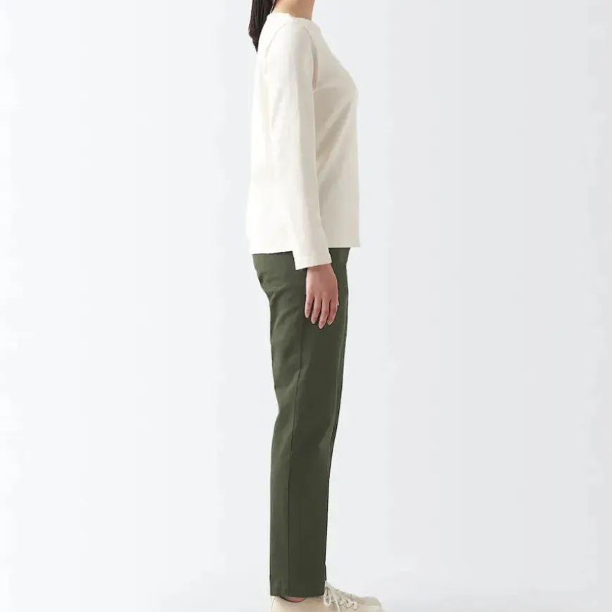 Women's 4-Way Stretch Chino Slim Tapered Pants (L 32inch / 80cm)