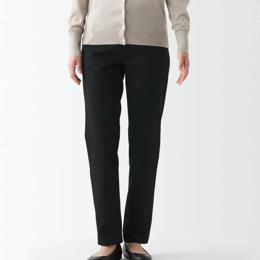 Women's 4-Way Stretch Chino Slim Tapered Pants (L 32inch / 80cm)