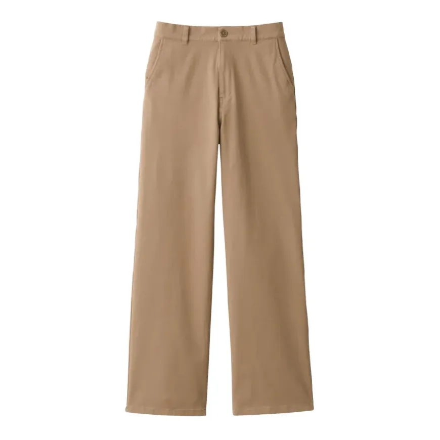 Women's 4-Way Stretch Chino Wide Straight Pants (L 32inch / 80cm)