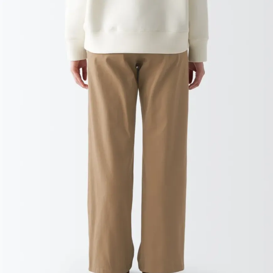 Women's 4-Way Stretch Chino Wide Straight Pants (L 32inch / 80cm)