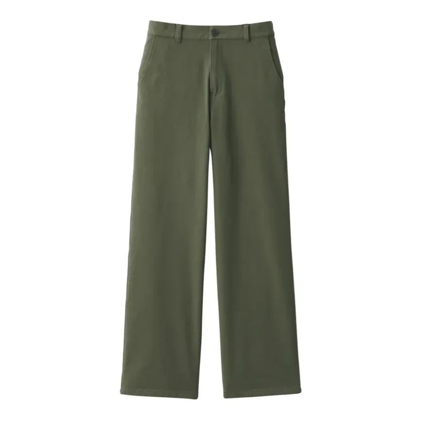Women's 4-Way Stretch Chino Wide Straight Pants (L 32inch / 80cm)