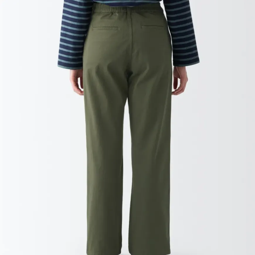 Women's 4-Way Stretch Chino Wide Straight Pants (L 32inch / 80cm)