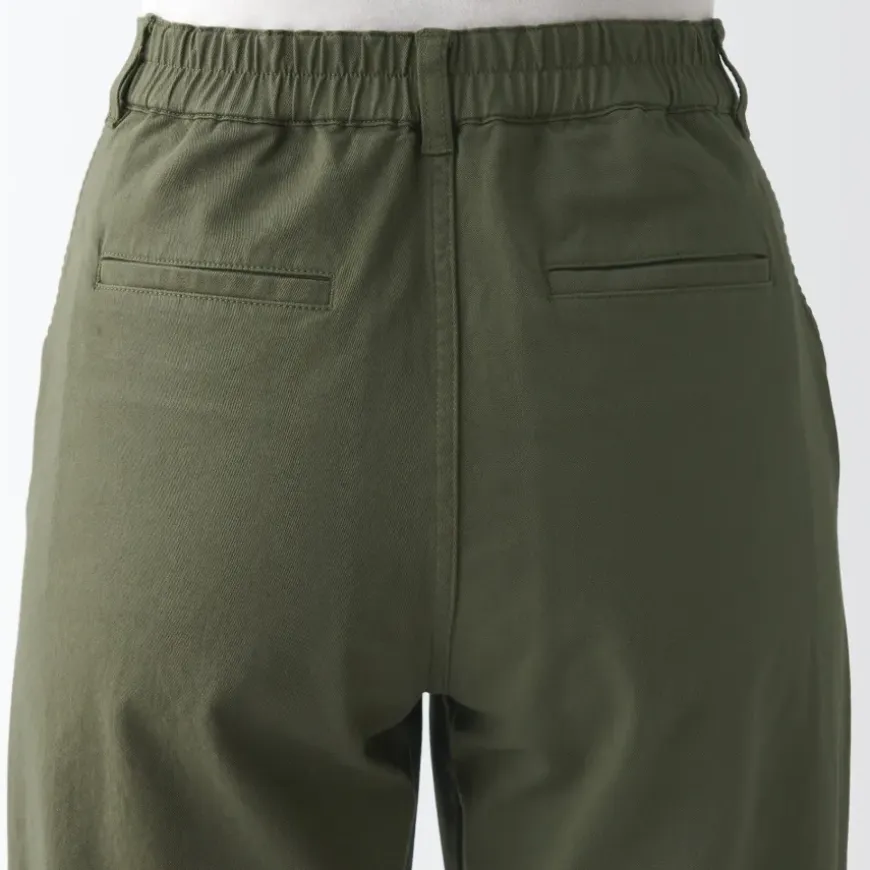 Women's 4-Way Stretch Chino Wide Straight Pants (L 32inch / 80cm)