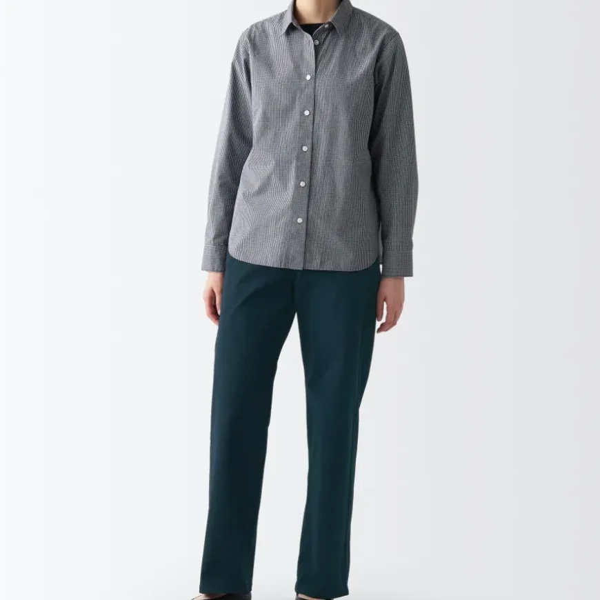 Women's 4-Way Stretch Chino Wide Straight Pants (L 32inch / 80cm)