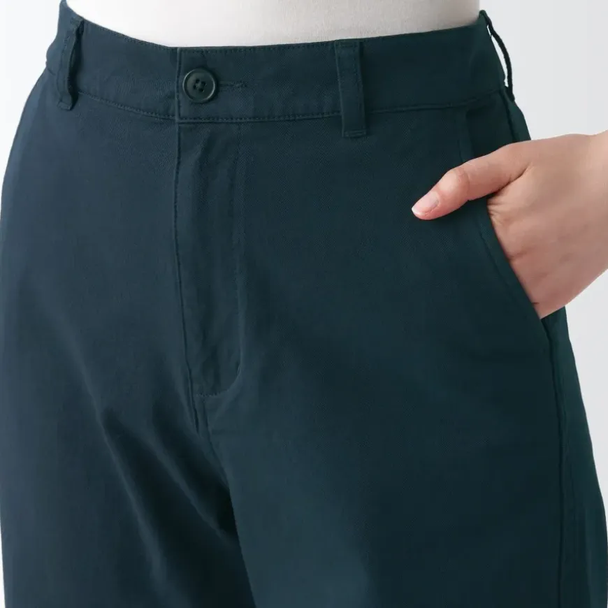 Women's 4-Way Stretch Chino Wide Straight Pants (L 32inch / 80cm)
