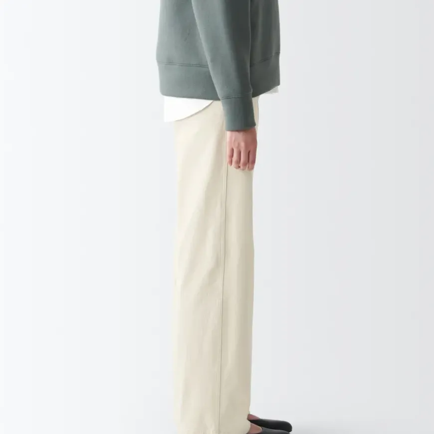 Women's 4-Way Stretch Chino Wide Straight Pants (L 32inch / 80cm)