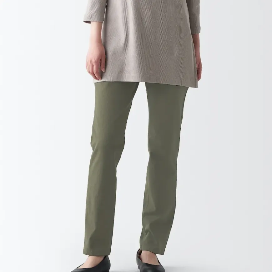 Women's 4-Way Stretch Chino Slim Tapered Pants (L 32inch / 80cm)