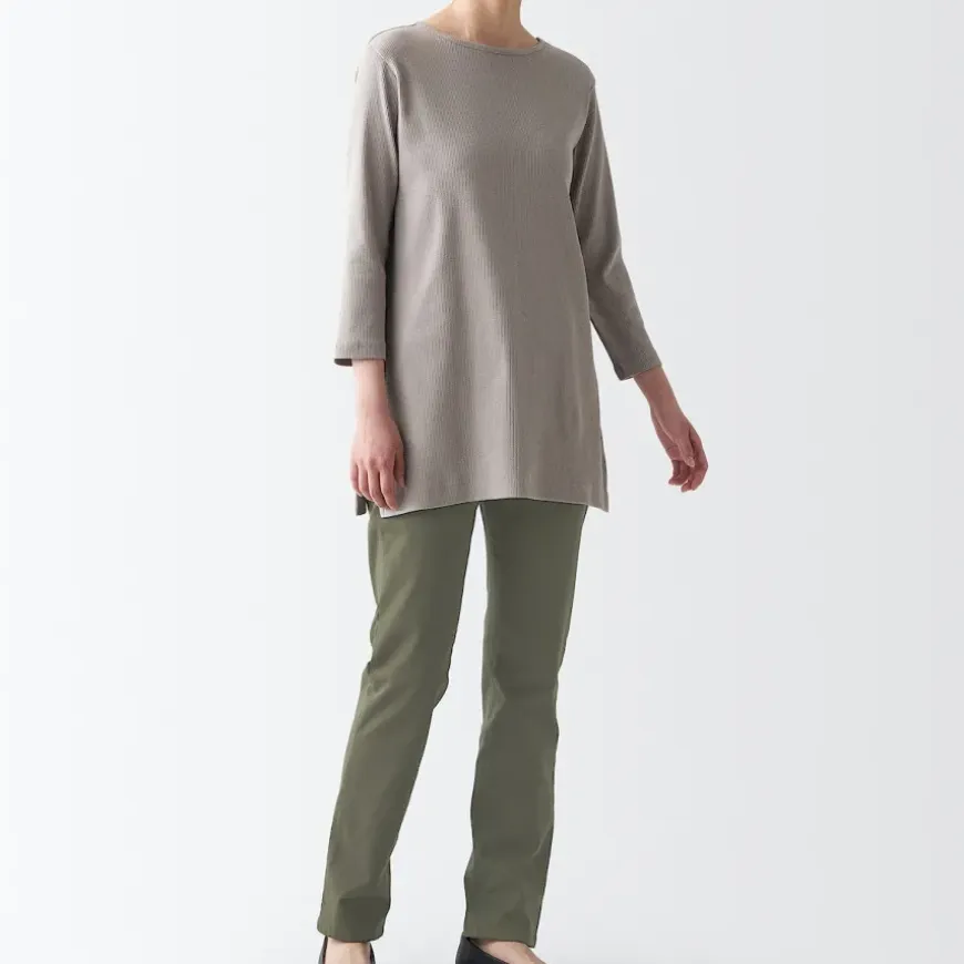 Women's 4-Way Stretch Chino Slim Tapered Pants (L 32inch / 80cm)