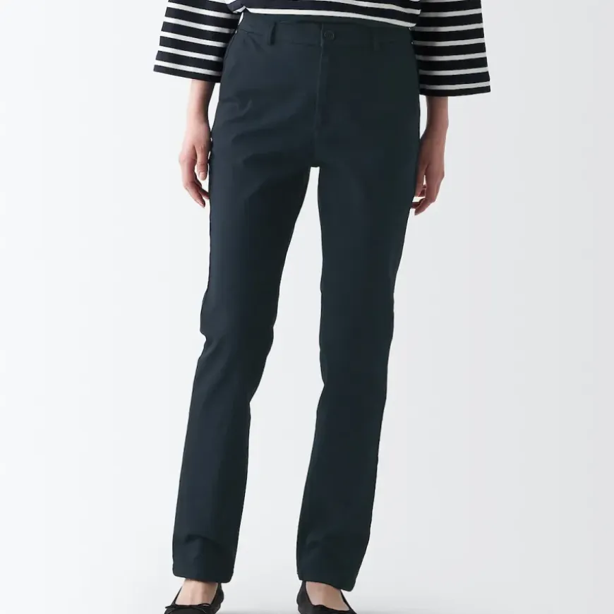 Women's 4-Way Stretch Chino Slim Tapered Pants (L 32inch / 80cm)