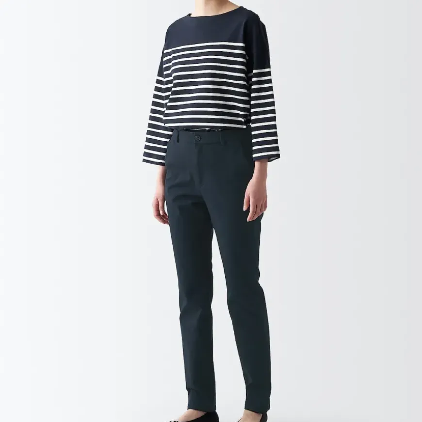 Women's 4-Way Stretch Chino Slim Tapered Pants (L 32inch / 80cm)