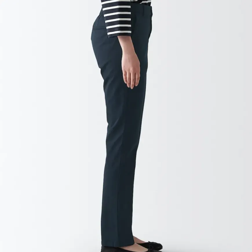 Women's 4-Way Stretch Chino Slim Tapered Pants (L 32inch / 80cm)